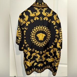 Versace Black and Gold Medusa Pattern Shirt